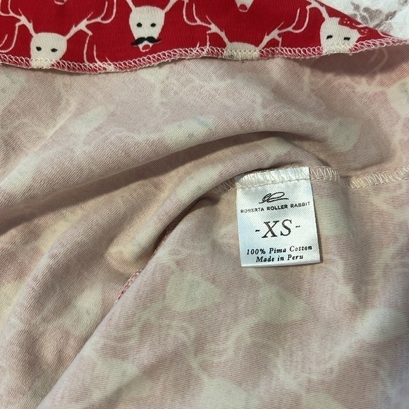 Roberta Roller Rabbit 100% Pima Cotton Red Mustache Deer Print Reindeer Top XS - Picture 6 of 9